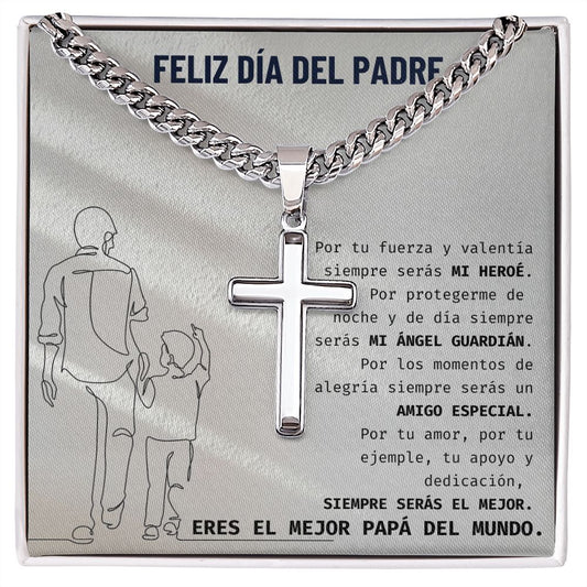 Father's Day | Cuban Chain Necklace with Artisan Cross 