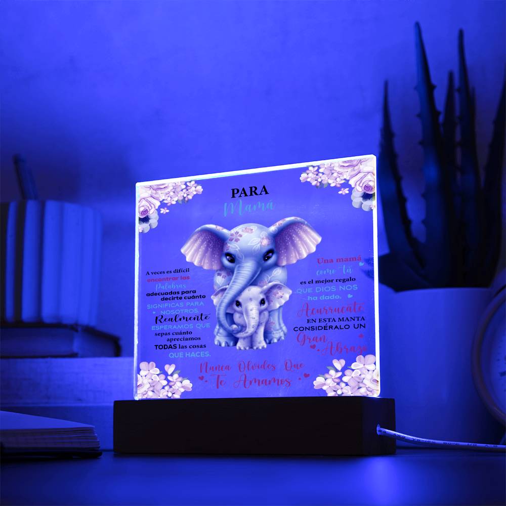 Mamá-Elefante | Placa de Acrílico Cuadrada