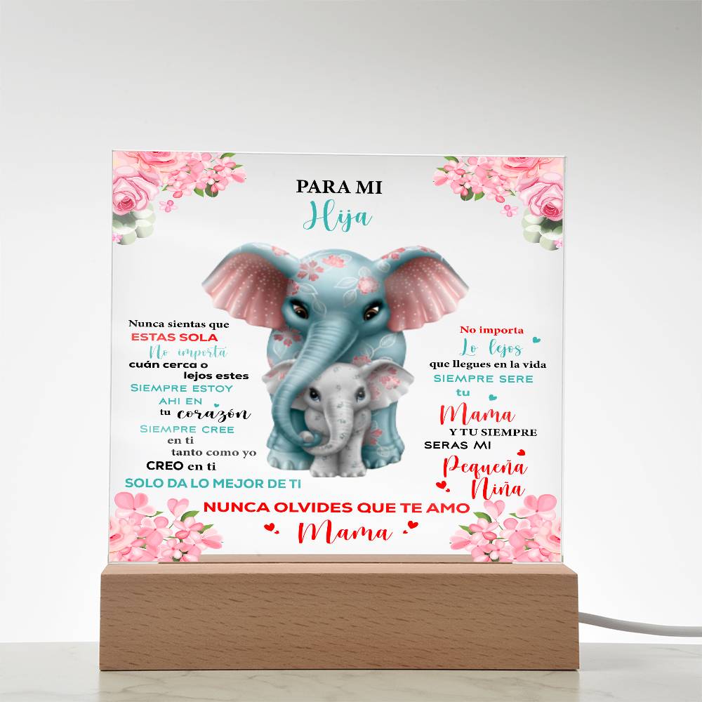 Mi hija-Elefante | Place de Acrílico Cuadrada