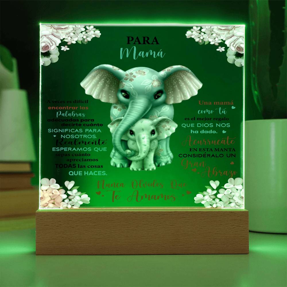 Mamá-Elefante | Placa de Acrílico Cuadrada